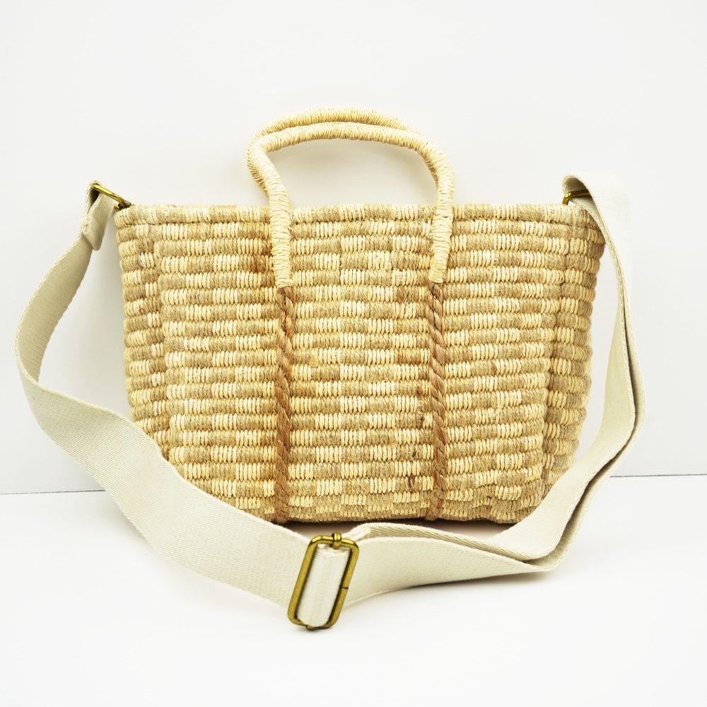 New MADEWELL The Mini Straw Tote Bag in Vintage Parchment - Picture 4 of 5
